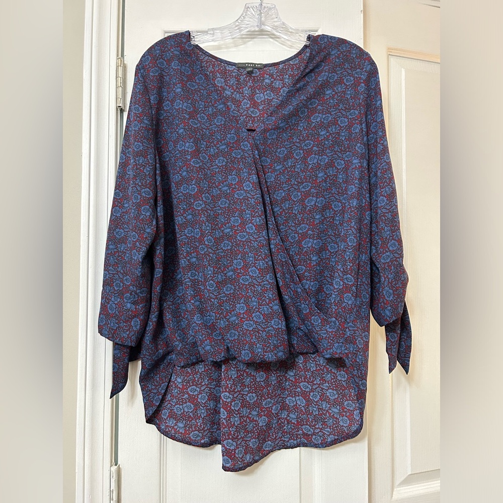 Beacon, Allan Surplice Tie Sleeve HighLow Blouse